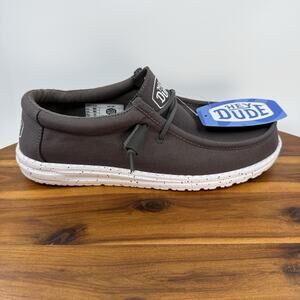 Hey Dude Mens Size 9 Wally Slub Dark Grey Shoes Loafers NEW